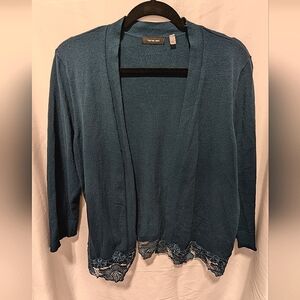VERME AMI Blue Bottom Lace 3/4 Sleeve Cardigan
